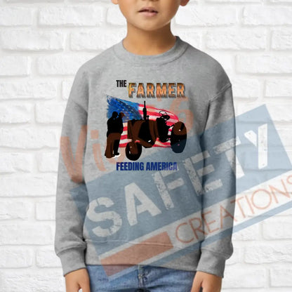 Farmers Feeding American (Adult Youth Toddler Infant Sizes) Crew Sweatshirt / YOUTH-XSmall Adult Clothing
