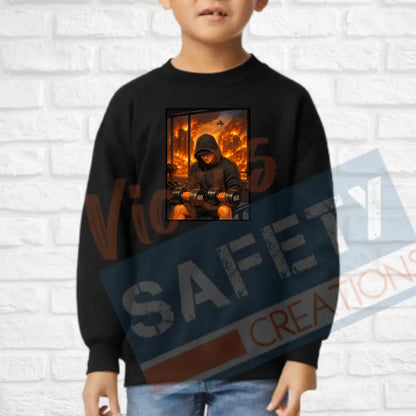 Finding strength through the flames (Adult Youth Toddler Infant Sizes) (Copy) Crew Sweatshirt / YOUTH-Small Adult