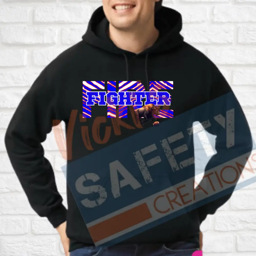 FIRE Fighter-Buffalo Stripes (Adult and Ladies Sizes Only) Hoodie / ADULT-Small Adult Clothing
