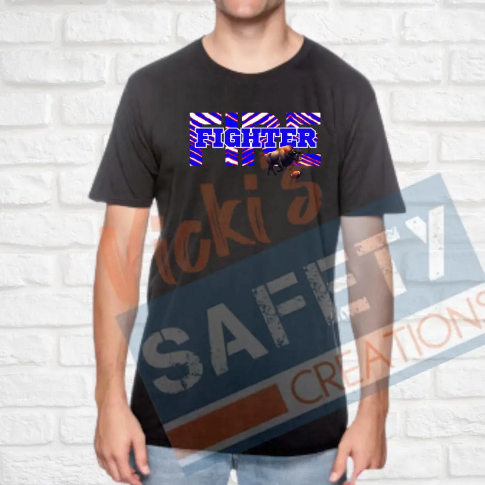 FIRE Fighter-Buffalo Stripes (Adult and Ladies Sizes Only) T-shirt / ADULT-Small Adult Clothing