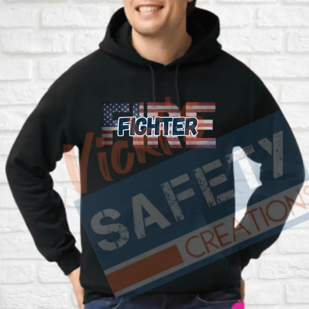 FIRE Fighter-Vintage Flag (Adult and Ladies Sizes Only) Hoodie / ADULT-Small Adult Clothing