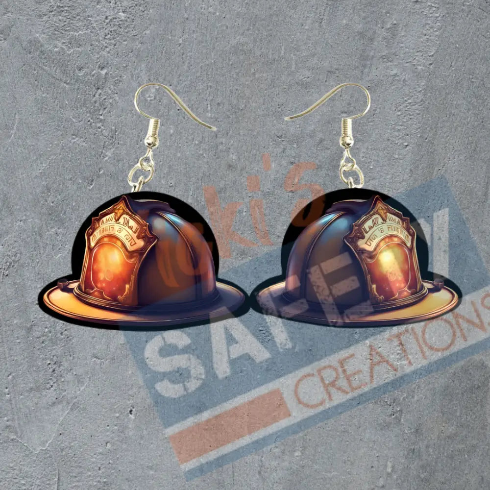 Firefighters helmet Dangles Earrings