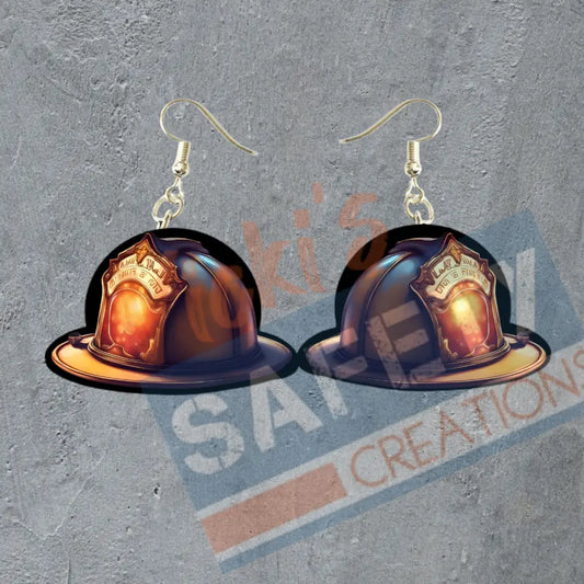Firefighters helmet Dangles Earrings