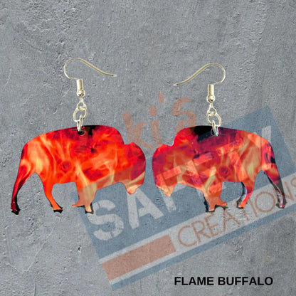 Flame Buffalo Dangles Earrings