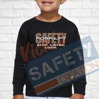 Forklift Safety (Adult Youth Toddler Infant Sizes) Crew Sweatshirt / YOUTH-XL Adult Clothing