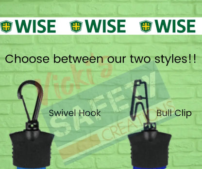 Full Color Lanyard (asst. colors) WISE White / Bull CIip Badge Holder