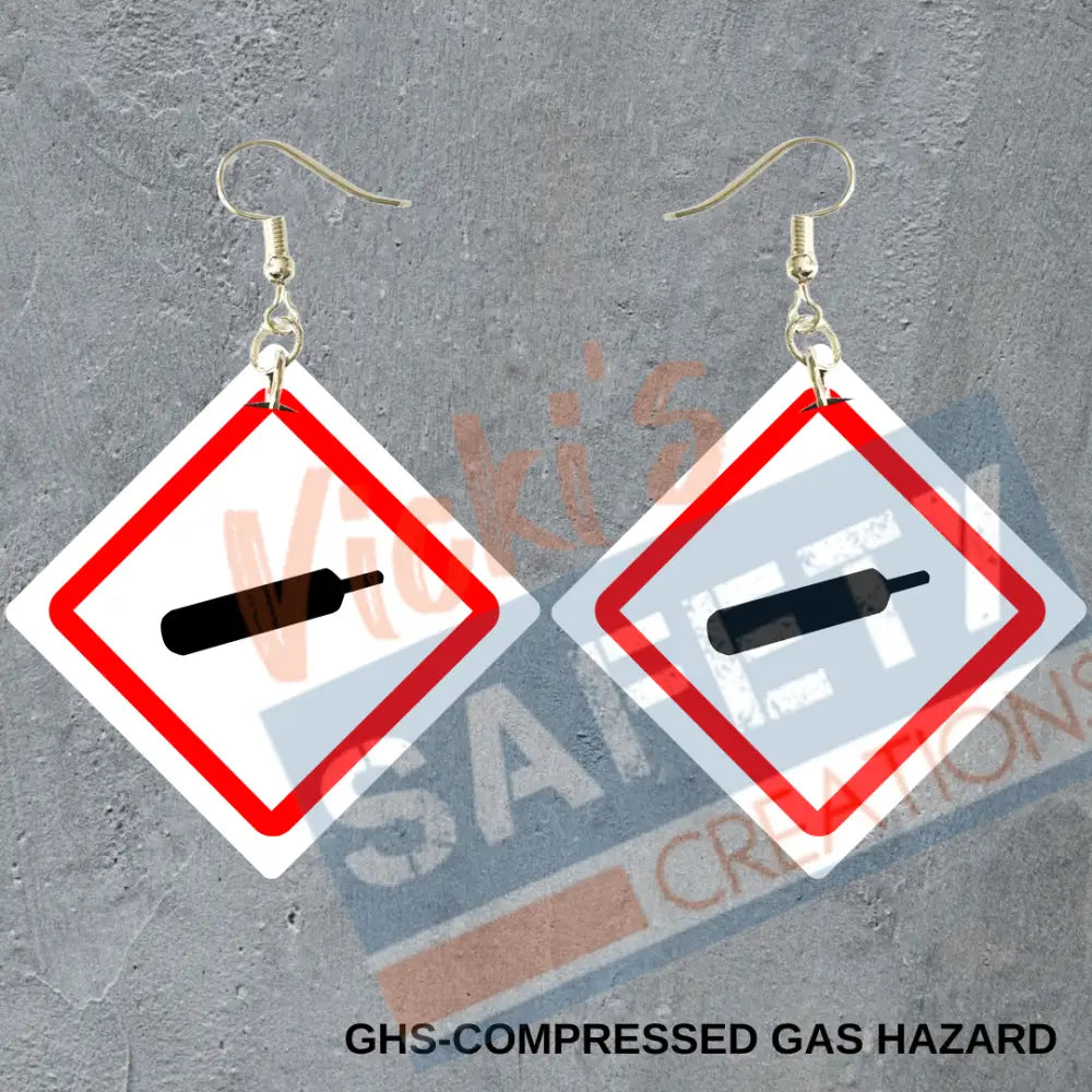 GHS Compressed gas Hazard Dangles Earrings