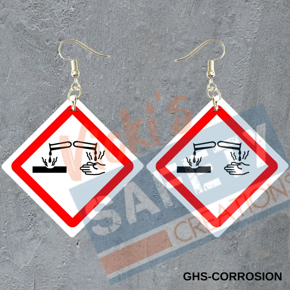 GHS Corrosion Hazard Dangles Earrings