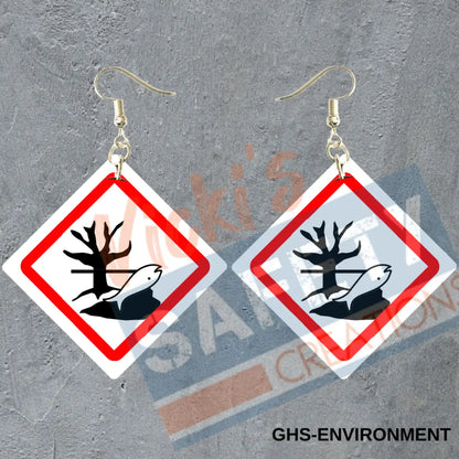 GHS Environmental Hazard Dangles Earrings