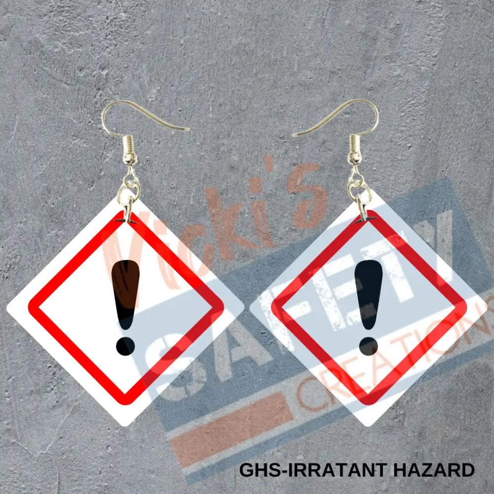GHS Irritant Hazard Dangles Earrings