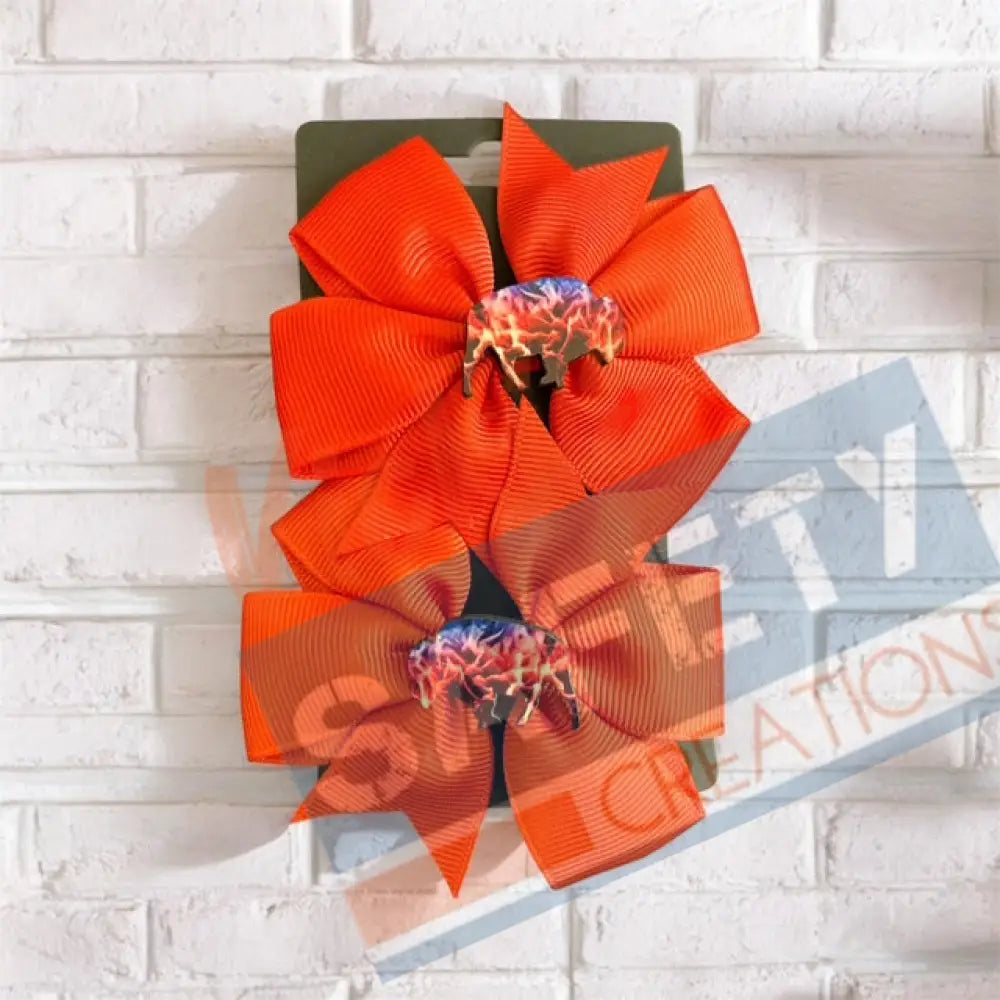 Hair bows-Flaming Buffalos (asst. colors) Icey blue buffalo flames Hair Accessories