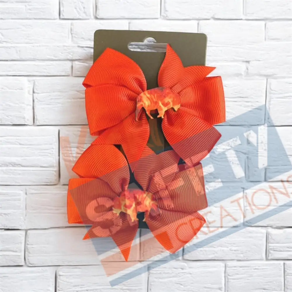 Hair bows-Flaming Buffalos (asst. colors) Orange Buffalo Flames Hair Accessories