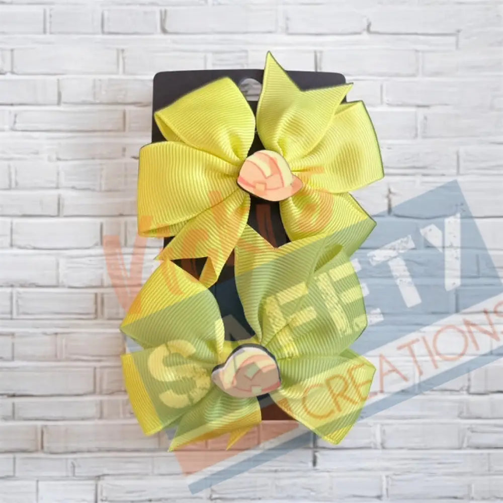 Hair bows-Hard Hats (asst. colors) Yellow Bow Hair Accessories