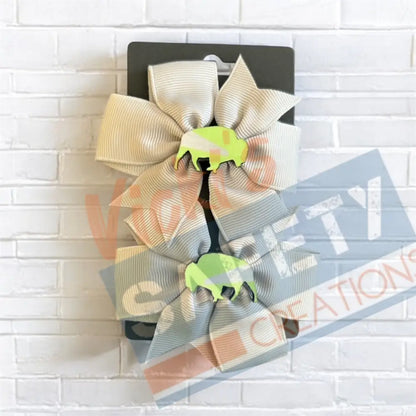 Hair bows-Safety Buffalo (asst. colors) Light Gray Bow Hair Accessories