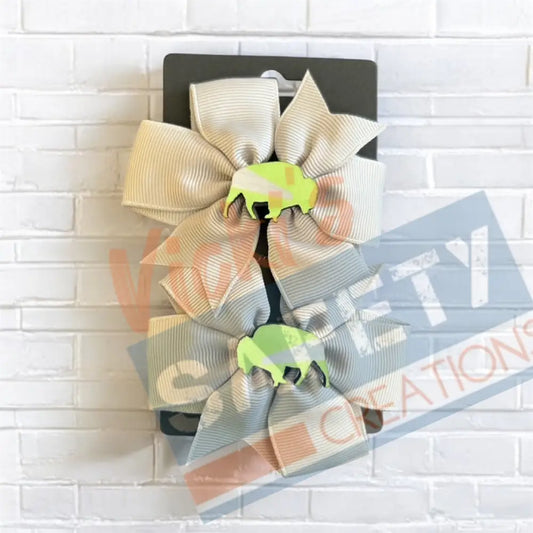 Hair bows-Safety Buffalo (asst. colors) Light Gray Bow Hair Accessories