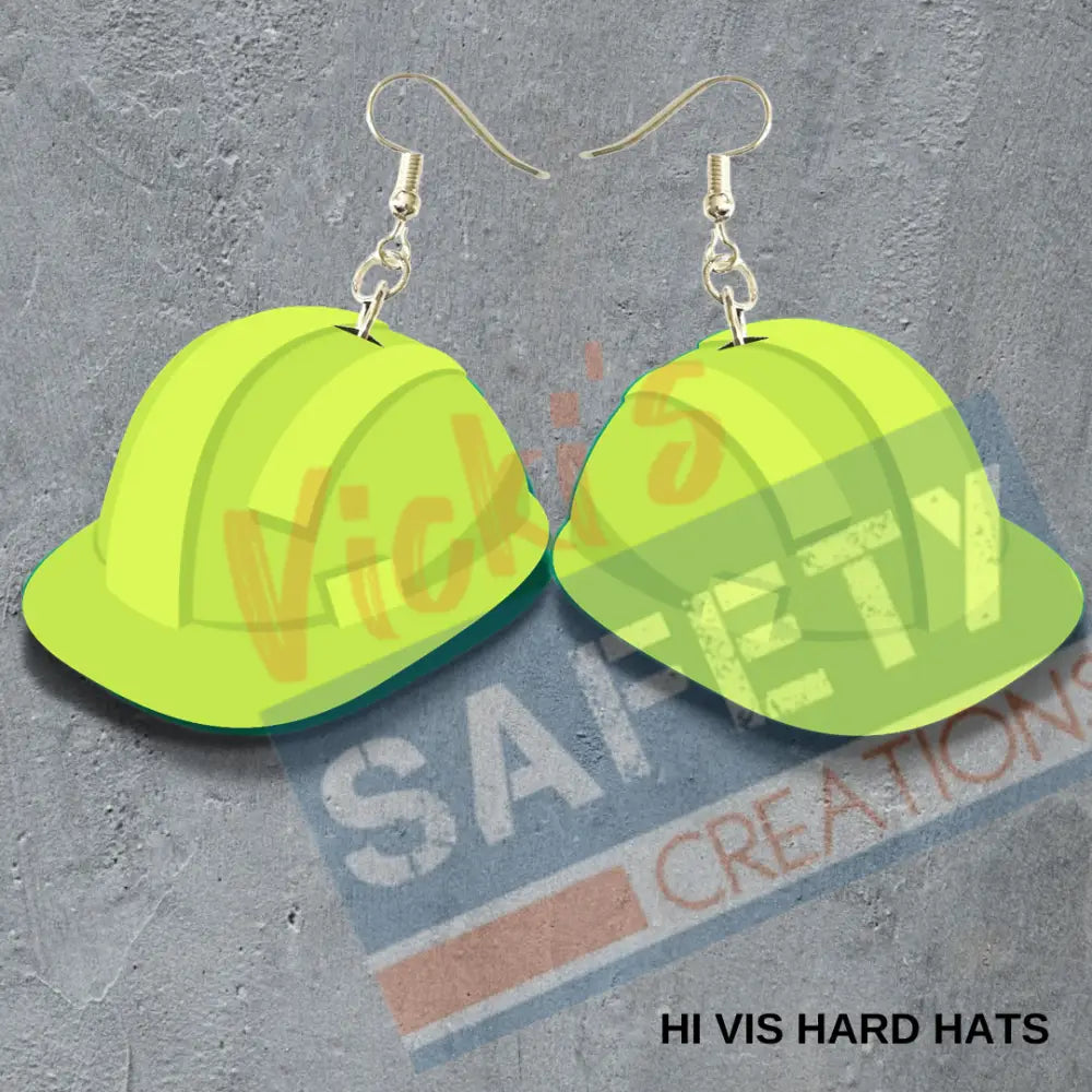 Hard Hats Dangle Earrings (asst. colors) HI VIS Earrings