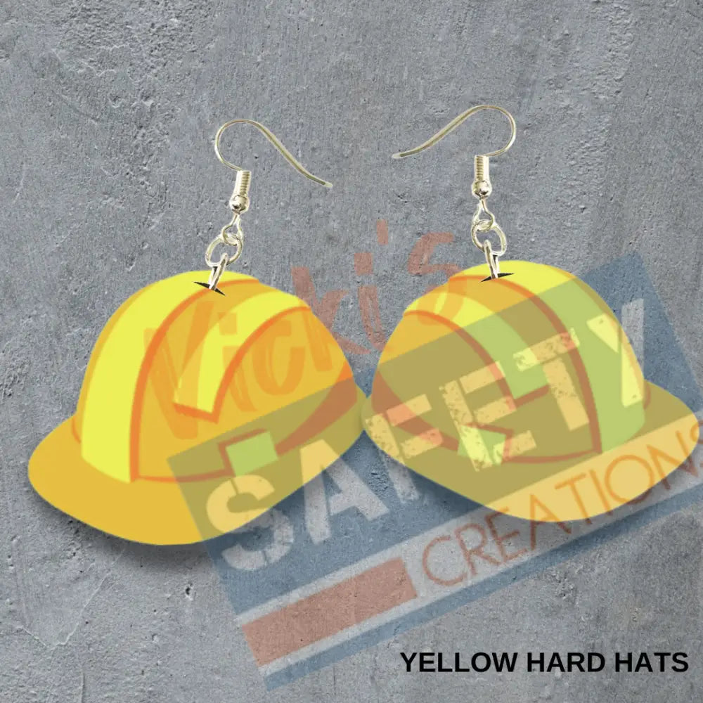 Hard Hats Dangle Earrings (asst. colors) Yellow Earrings