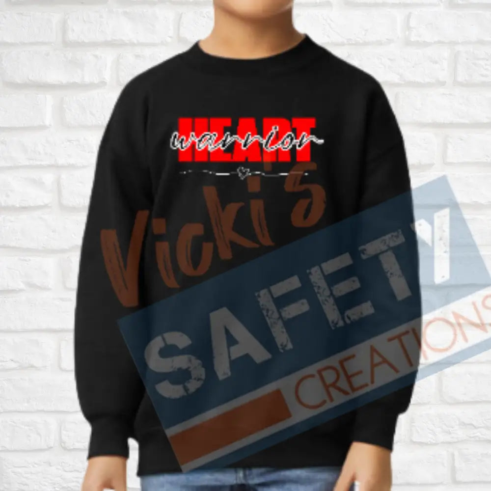 Heart Warrior Tops (Adult Youth Toddler Infant Sizes) Crew Sweatshirt / YOUTH-XSmall Adult Clothing