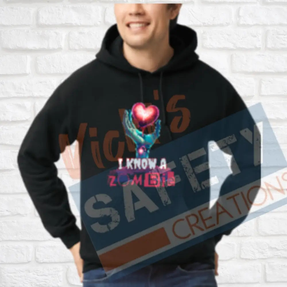 I am/I know a Zombie Tops (Adult Youth Toddler Infant Sizes) I KNOW A ZOMBIE / Hoodie / ADULT-Small Adult Clothing