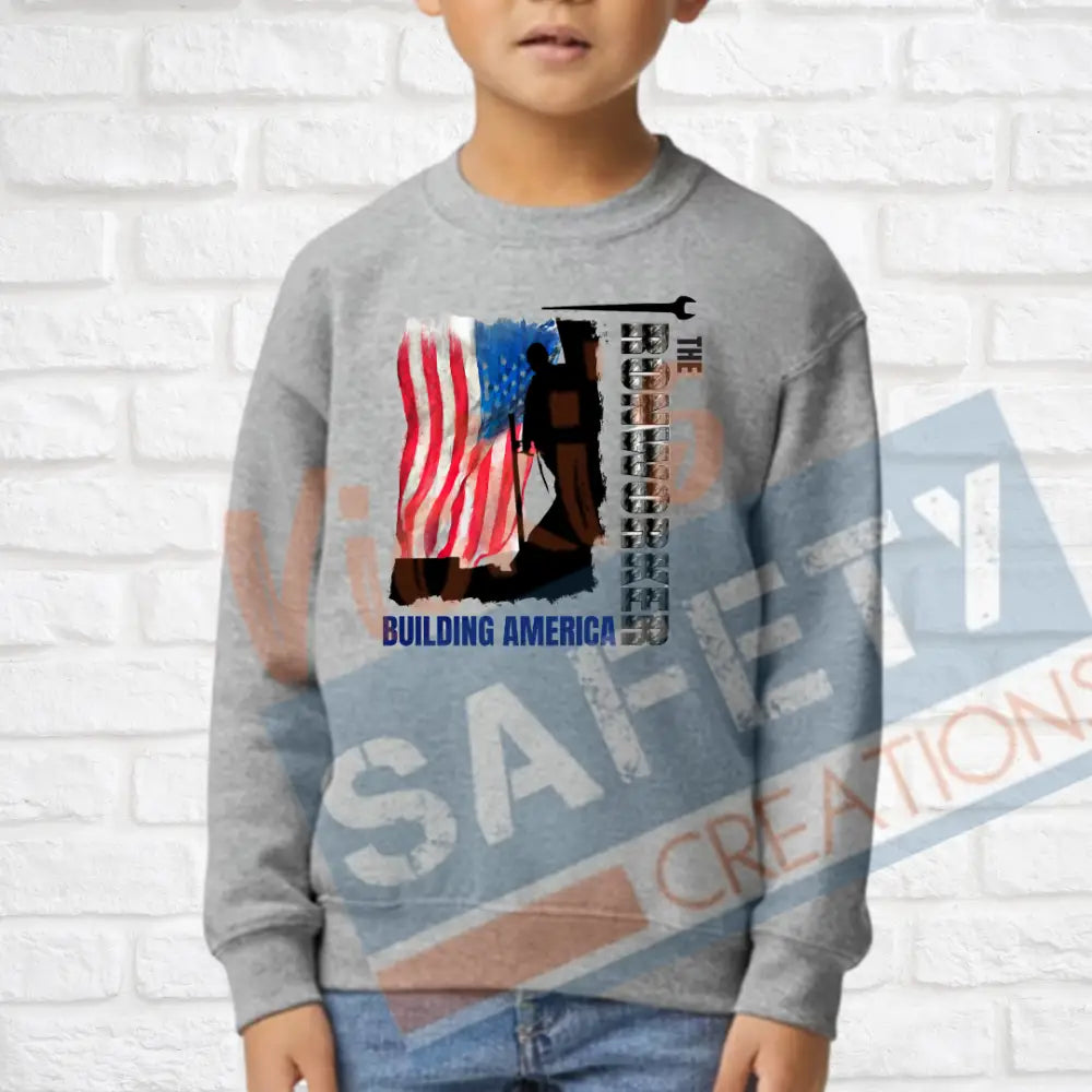 Ironworker Building American (Adult Youth Toddler Infant Sizes) Crew Sweatshirt / YOUTH-XSmall Adult Clothing