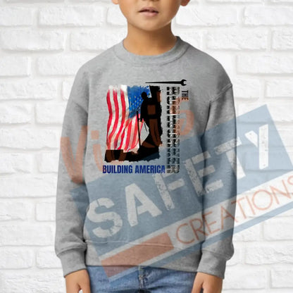 Ironworker Building American (Adult Youth Toddler Infant Sizes) Crew Sweatshirt / YOUTH-XSmall Adult Clothing