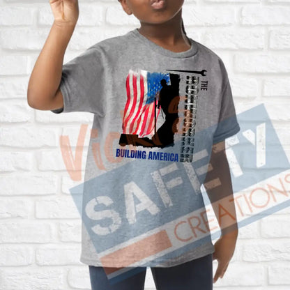 Ironworker Building American (Adult Youth Toddler Infant Sizes) T-shirt/Onesie / YOUTH-XSmall Adult Clothing