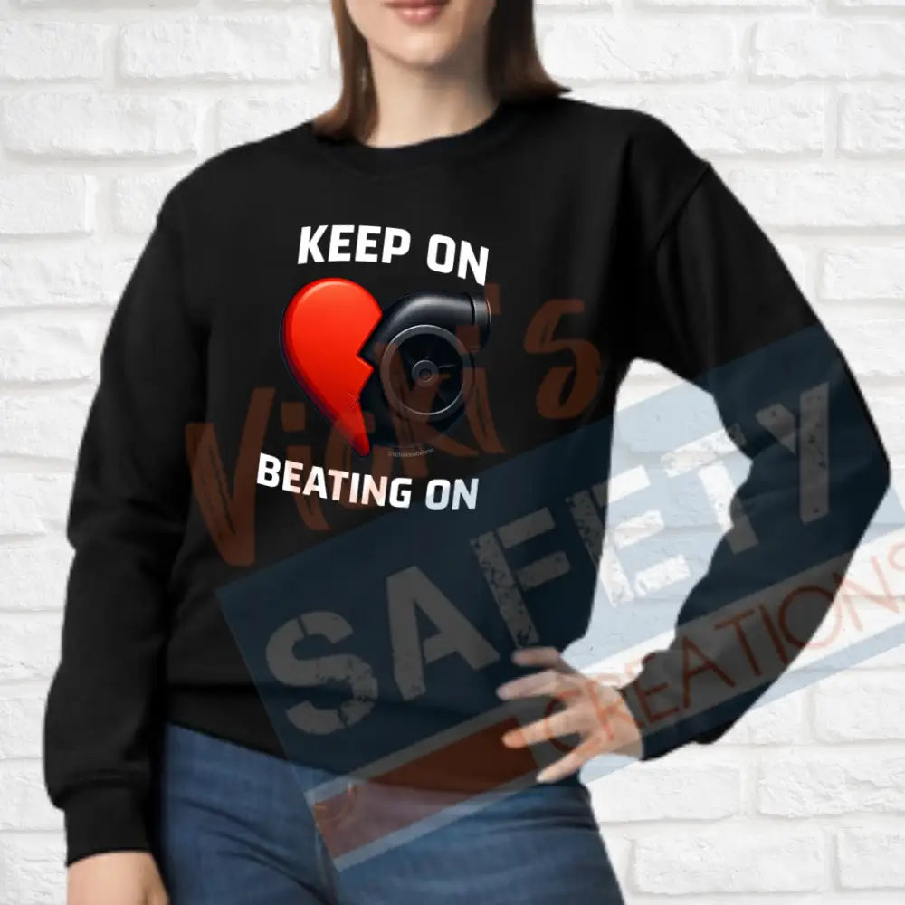 Keep on Beating on Tops (Adult Youth Toddler Infant Sizes) Crew Sweatshirt / ADULT-Small Adult Clothing