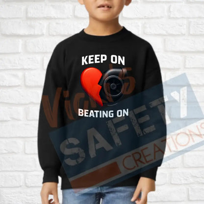 Keep on Beating on Tops (Adult Youth Toddler Infant Sizes) Crew Sweatshirt / YOUTH-XSmall Adult Clothing