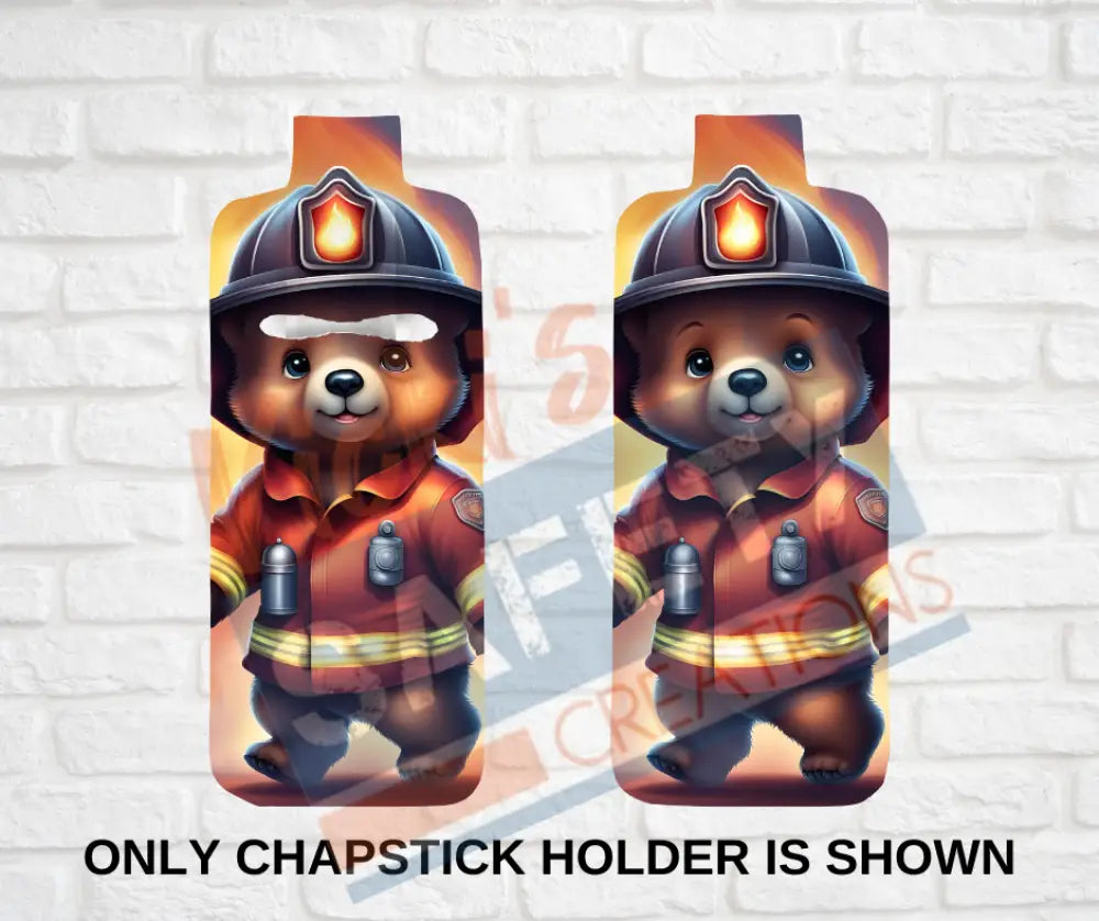 Keychain accessories - Chapstick Holder Lotion Holder Key fob - BEAR Bear Firefighter / Chapstick Holder ONLY Car gift