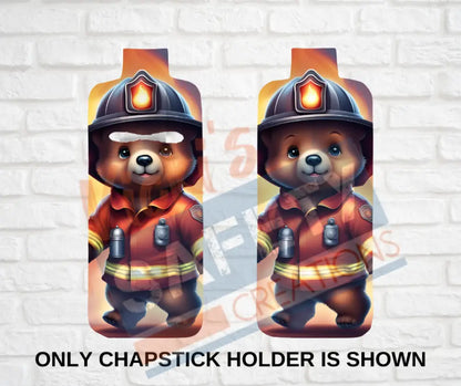 Keychain accessories - Chapstick Holder Lotion Holder Key fob - BEAR Bear Firefighter / Chapstick Holder ONLY Car gift
