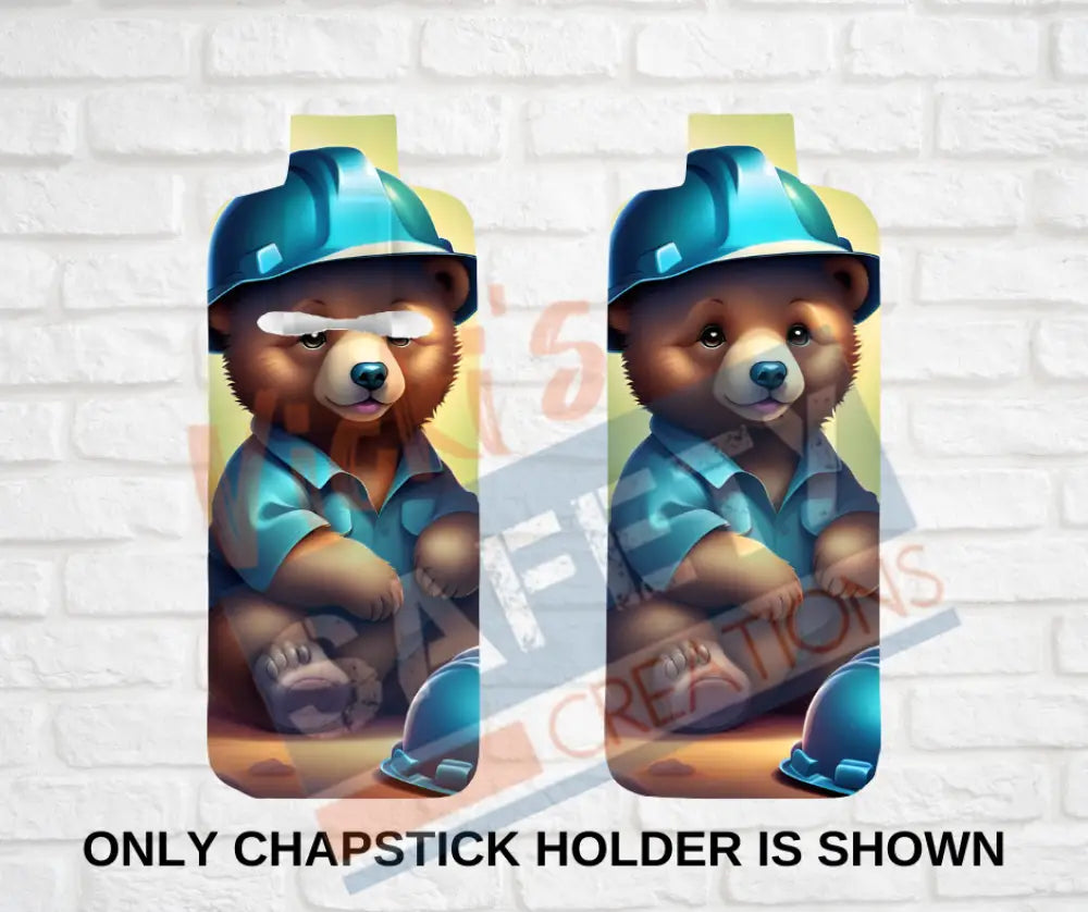 Keychain accessories - Chapstick Holder Lotion Holder Key fob - BEAR Bear Hard Hat / Chapstick Holder ONLY Car gift set