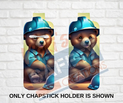 Keychain accessories - Chapstick Holder Lotion Holder Key fob - BEAR Bear Hard Hat / Chapstick Holder ONLY Car gift set