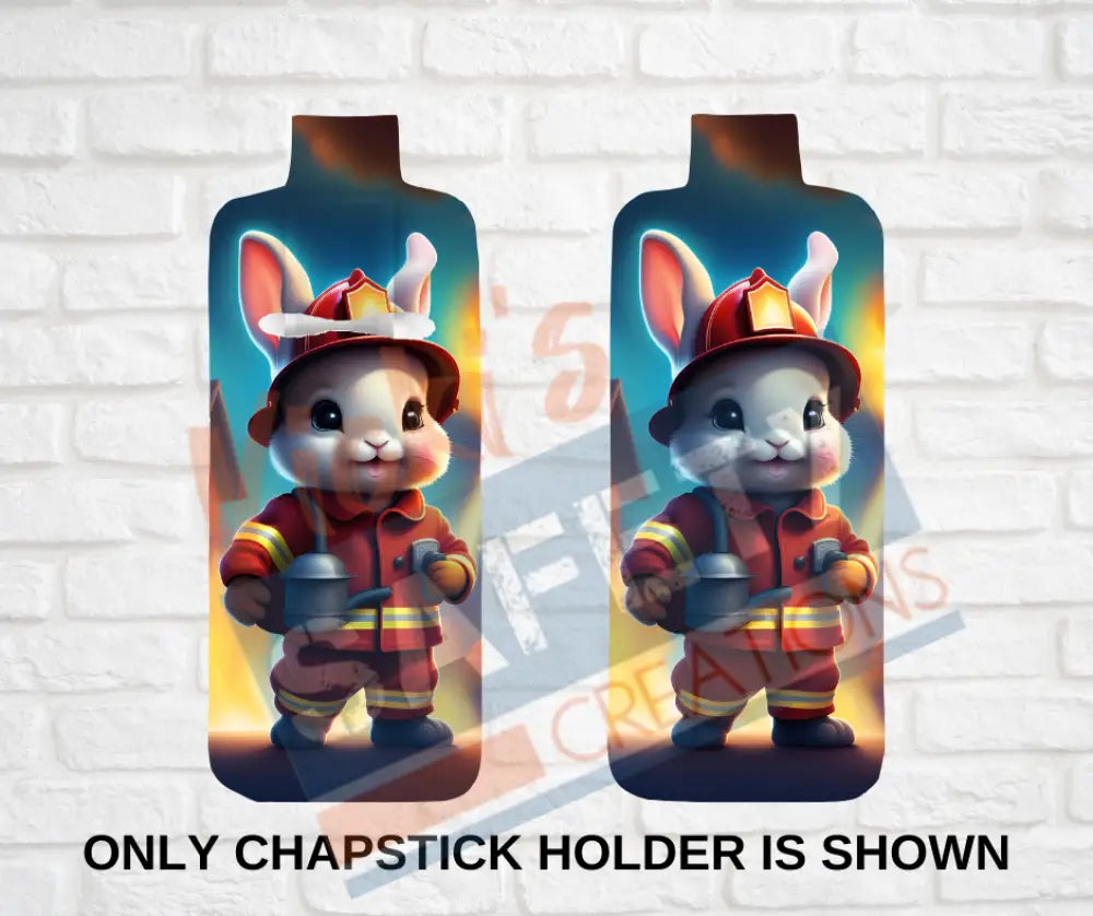 Keychain accessories - Chapstick Holder Lotion Holder Key fob - BUNNY Bunny Firefighter / Chapstick Holder ONLY Car