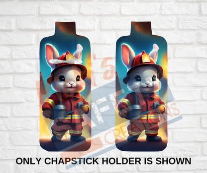 Keychain accessories - Chapstick Holder Lotion Holder Key fob - BUNNY Bunny Firefighter / Chapstick Holder ONLY Car