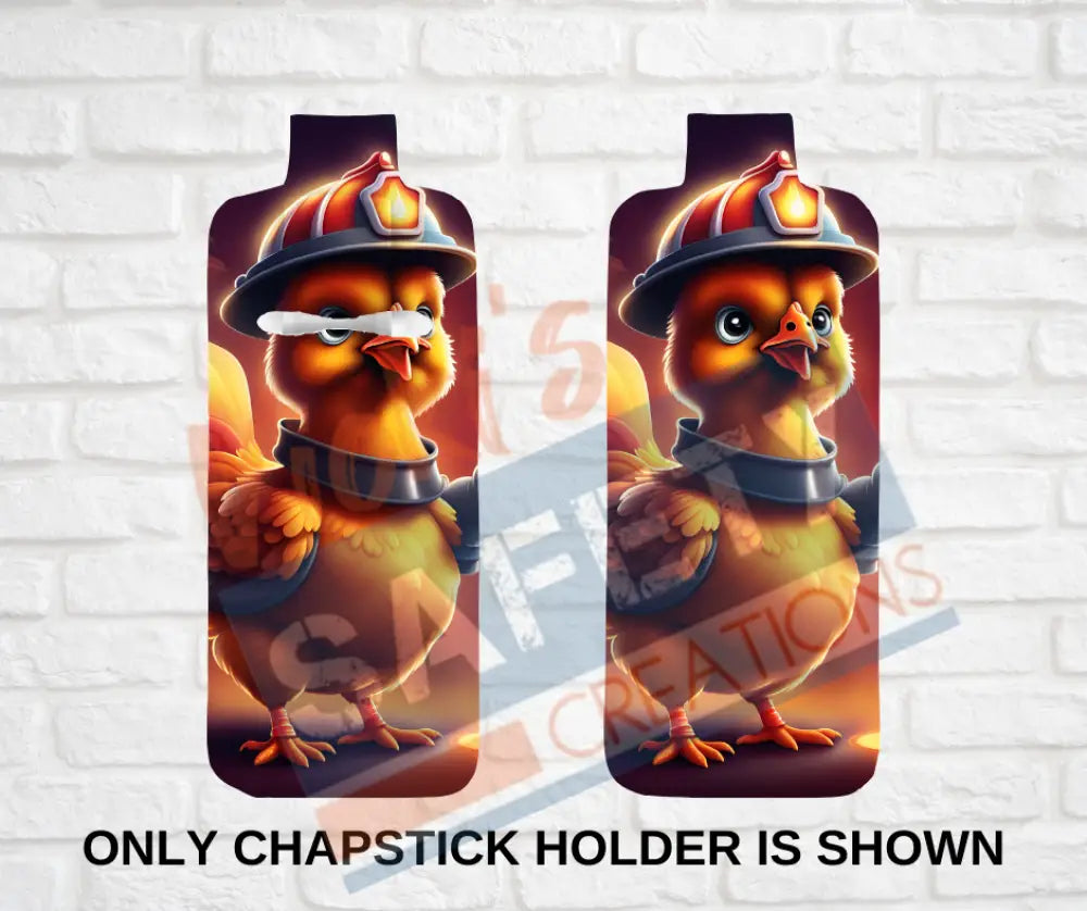 Keychain accessories - Chapstick Holder Lotion Holder Key fob - CHICKEN Chicken Firefighter / Chapstick Holder ONLY Car