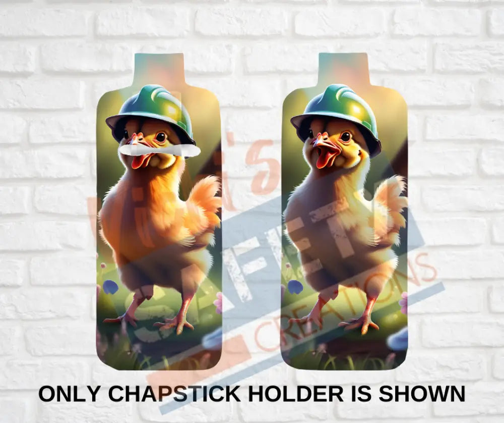 Keychain accessories - Chapstick Holder Lotion Holder Key fob - CHICKEN Chicken Hard Hat / Chapstick Holder ONLY Car