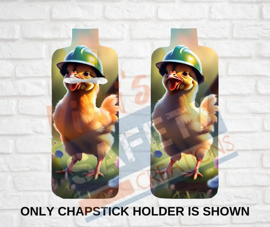 Keychain accessories - Chapstick Holder Lotion Holder Key fob - CHICKEN Chicken Hard Hat / Chapstick Holder ONLY Car