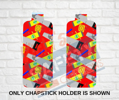 Keychain accessories - Chapstick Holder Lotion Holder Key fob - CONSTRUCTION TOOLS (Asst Colors) Red / Chapstick Holder