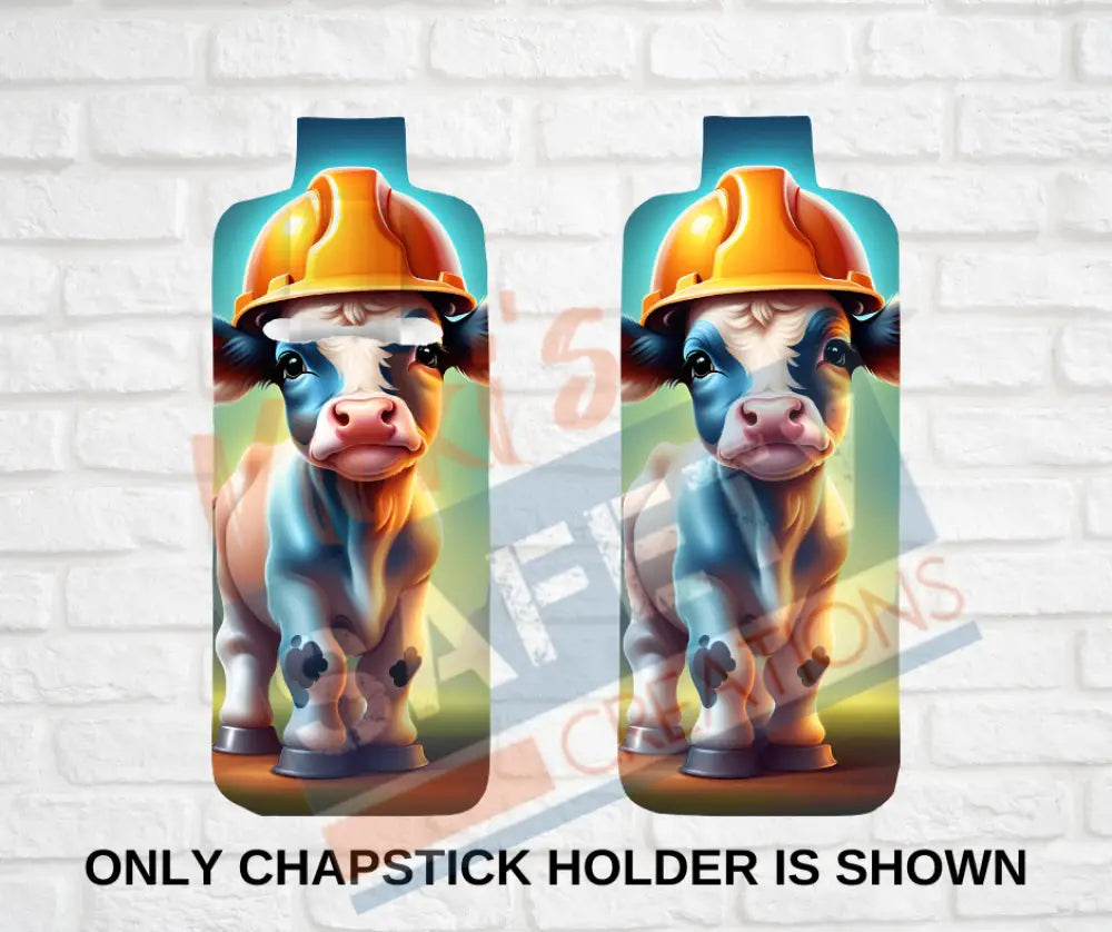Keychain accessories - Chapstick Holder Lotion Holder Key fob - COW Cow Hard Hat / Chapstick Holder ONLY Car gift set