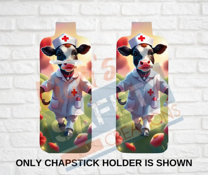 Keychain accessories - Chapstick Holder Lotion Holder Key fob - COW Cow Nurse / Chapstick Holder ONLY Car gift set