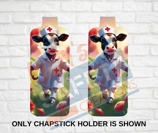 Keychain accessories - Chapstick Holder Lotion Holder Key fob - COW Cow Nurse / Chapstick Holder ONLY Car gift set