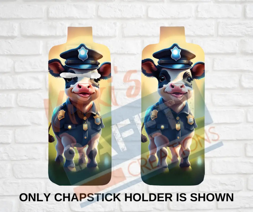 Keychain accessories - Chapstick Holder Lotion Holder Key fob - COW Cow Police / Chapstick Holder ONLY Car gift set