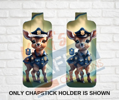Keychain accessories - Chapstick Holder Lotion Holder Key fob - DEER Deer Police / Chapstick Holder ONLY Car gift set