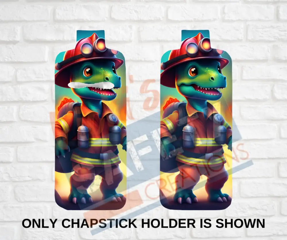 Keychain accessories - Chapstick Holder Lotion Holder Key fob - DINOSAUR Dinosaur Firefighter / Chapstick Holder ONLY