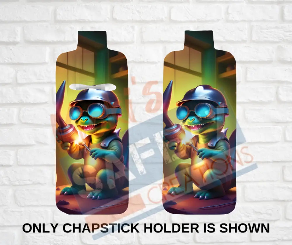 Keychain accessories - Chapstick Holder Lotion Holder Key fob - DINOSAUR Dinosaur Welder / Chapstick Holder ONLY Car