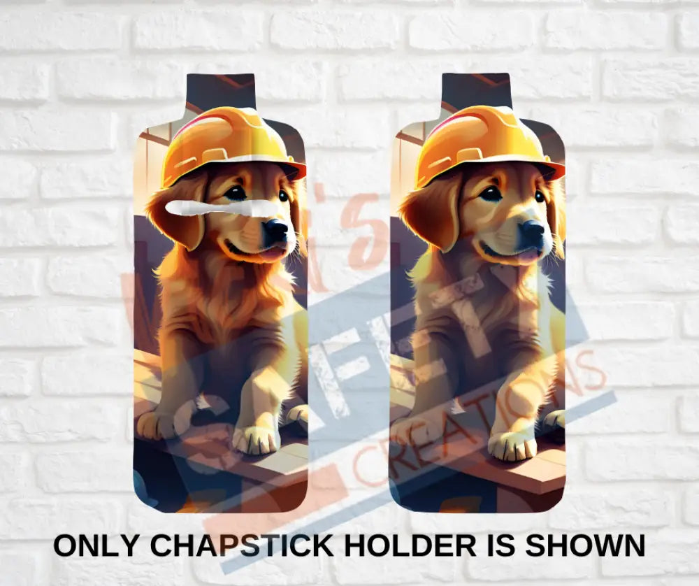 Keychain accessories - Chapstick Holder Lotion Holder Key fob - GOLDEN RETRIEVER Golden Retriever Hard Hat / Chapstick