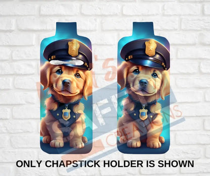 Keychain accessories - Chapstick Holder Lotion Holder Key fob - GOLDEN RETRIEVER Golden Retriever Police / Chapstick