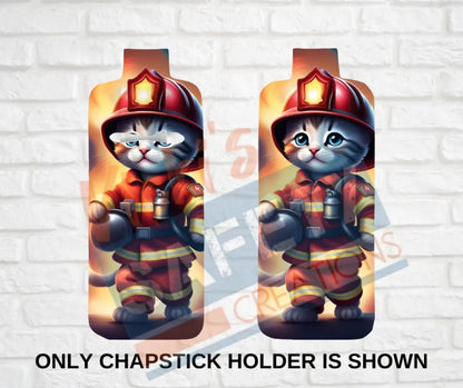 Keychain accessories - Chapstick Holder Lotion Holder Key fob - KITTENS Kittens Firefighter / Chapstick Holder ONLY Car