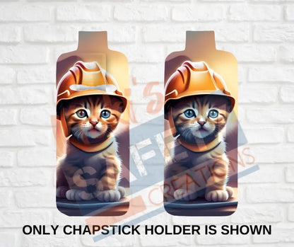 Keychain accessories - Chapstick Holder Lotion Holder Key fob - KITTENS Kittens Hard Hat / Chapstick Holder ONLY Car