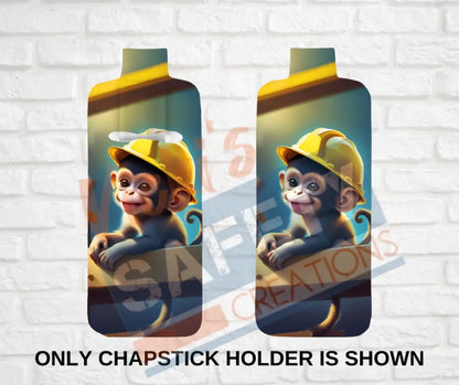 Keychain accessories - Chapstick Holder Lotion Holder Key fob - MONKEY Monkey Hard Hat / Chapstick Holder ONLY Car gift